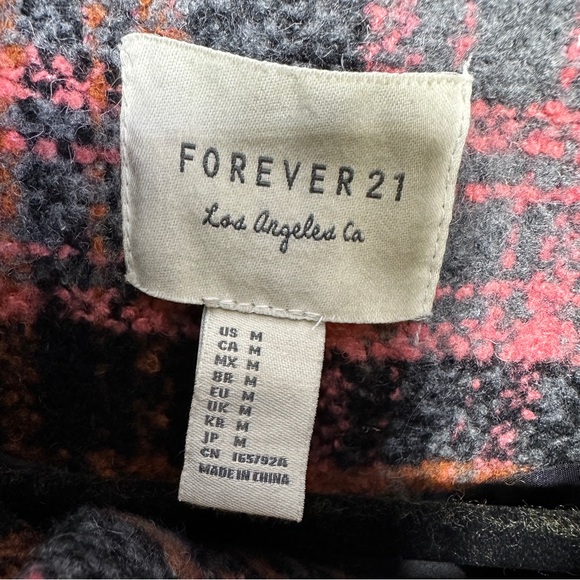 Forever 21 | Wool Blend Plaid Bouclé Pea Coat - Picture 7 of 8
